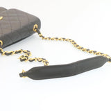 Chanel Matelasse Chain New Shoulder Bag Lamb Skin Black Gold CC Auth 28632A