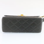 Chanel Matelasse Chain New Shoulder Bag Lamb Skin Black Gold CC Auth 28632A