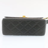 Chanel Matelasse Chain New Shoulder Bag Lamb Skin Black Gold CC Auth 28632A