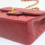Chanel Matelasse Chain New Shoulder Bag Lamb Skin Turn Lock Red CC Auth 28661A