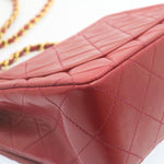 Chanel Matelasse Chain New Shoulder Bag Lamb Skin Turn Lock Red CC Auth 28661A