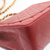 Chanel Matelasse Chain New Shoulder Bag Lamb Skin Turn Lock Red CC Auth 28661A
