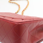 Chanel Matelasse Chain New Shoulder Bag Lamb Skin Turn Lock Red CC Auth 28661A