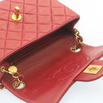 Chanel Matelasse Chain New Shoulder Bag Lamb Skin Turn Lock Red CC Auth 28661A