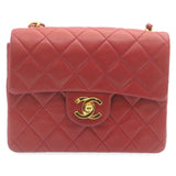 Chanel Matelasse Chain New Shoulder Bag Lamb Skin Turn Lock Red CC Auth 28661A