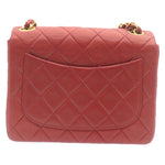 Chanel Matelasse Chain New Shoulder Bag Lamb Skin Turn Lock Red CC Auth 28661A