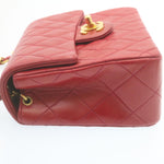 Chanel Matelasse Chain New Shoulder Bag Lamb Skin Turn Lock Red CC Auth 28661A