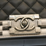 Chanel Matelasse Boy  Chain Shoulder Bag Lamb Skin Black CC Auth 29190A