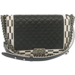 Chanel Matelasse Boy  Chain Shoulder Bag Lamb Skin Black CC Auth 29190A