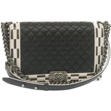 Chanel Matelasse Boy  Chain Shoulder Bag Lamb Skin Black CC Auth 29190A