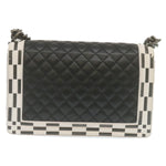 Chanel Matelasse Boy  Chain Shoulder Bag Lamb Skin Black CC Auth 29190A