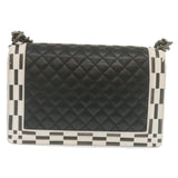 Chanel Matelasse Boy  Chain Shoulder Bag Lamb Skin Black CC Auth 29190A