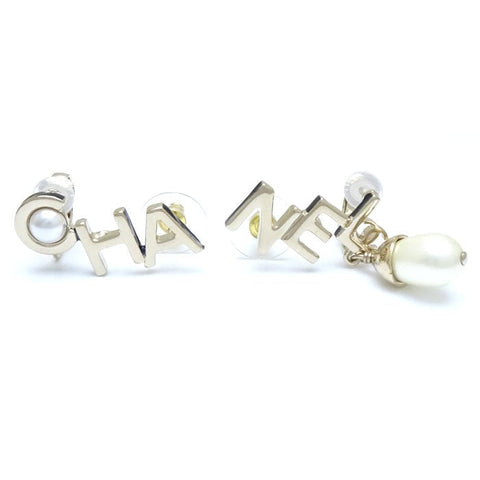 Chanel Logo Earrings A22K Gold Plated