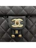 Backpack Grained Shiny Calfskin Gold Metal Black Chanel