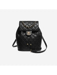 Backpack Grained Shiny Calfskin Gold Metal Black Chanel