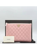 AP2968 Light pink color caviar gold logo decoration clutch Chanel