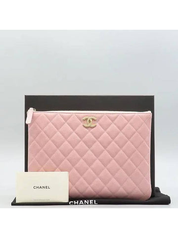 AP2968 Light pink color caviar gold logo decoration clutch Chanel