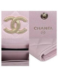 AP3049 COCO gold logo pink caviar skin classic card wallet Chanel