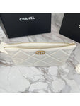 19 Medium Lambskin Clutch Bag White Chanel