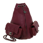 Chanel Matelasse Chain Backpack Lamb Skin Bordeaux CC Auth 30736A