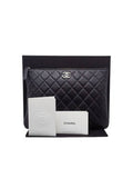 AP3749 Crystal Star Logo Black Lambskin Small Pouch Bag Chanel
