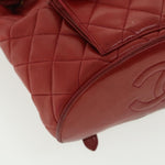 Chanel Matelasse Chain Hand Bag Lamb Skin Red CC Auth 31892A