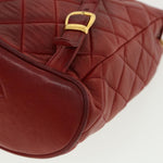 Chanel Matelasse Chain Hand Bag Lamb Skin Red CC Auth 31892A