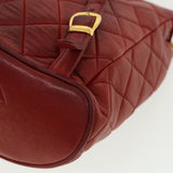 Chanel Matelasse Chain Hand Bag Lamb Skin Red CC Auth 31892A