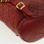 Chanel Matelasse Chain Hand Bag Lamb Skin Red CC Auth 31892A