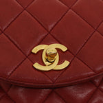 Chanel Matelasse Chain Hand Bag Lamb Skin Red CC Auth 31892A