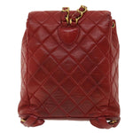 Chanel Matelasse Chain Hand Bag Lamb Skin Red CC Auth 31892A