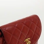 Chanel Matelasse Chain Hand Bag Lamb Skin Red CC Auth 31892A