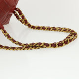 Chanel Matelasse Chain Hand Bag Lamb Skin Red CC Auth 31892A