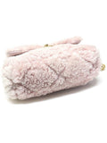 AS1161 Pink Shearling Fleece Metal 19 Nineteen Large Flap Shoulder Bag 30s Chanel