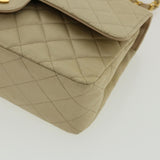 Chanel Matelasse 25 Turn Lock Chain Shoulder Bag Satin Beige CC Auth 32604