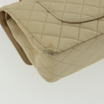 Chanel Matelasse 25 Turn Lock Chain Shoulder Bag Satin Beige CC Auth 32604
