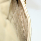Chanel Matelasse 25 Turn Lock Chain Shoulder Bag Satin Beige CC Auth 32604