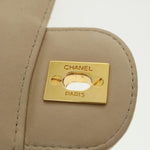 Chanel Matelasse 25 Turn Lock Chain Shoulder Bag Satin Beige CC Auth 32604