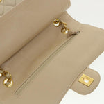 Chanel Matelasse 25 Turn Lock Chain Shoulder Bag Satin Beige CC Auth 32604