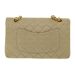 Chanel Matelasse 25 Turn Lock Chain Shoulder Bag Satin Beige CC Auth 32604