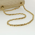Chanel Matelasse 25 Turn Lock Chain Shoulder Bag Satin Beige CC Auth 32604