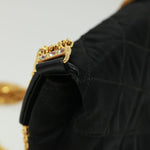 Chanel Matelasse Chain stone Shoulder Bag Black CC Auth 32695A
