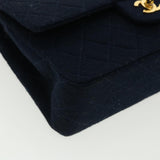 Chanel Matelasse 25 Shoulder Bag cotton Black CC Auth 33162