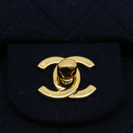 Chanel Matelasse 25 Shoulder Bag cotton Black CC Auth 33162