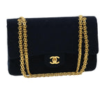 Chanel Matelasse 25 Shoulder Bag cotton Black CC Auth 33162