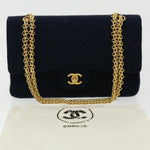 Chanel Matelasse 25 Shoulder Bag cotton Black CC Auth 33162