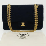 Chanel Matelasse 25 Shoulder Bag cotton Black CC Auth 33162