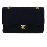 Chanel Matelasse 25 Shoulder Bag cotton Black CC Auth 33162