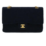 Chanel Matelasse 25 Shoulder Bag cotton Black CC Auth 33162
