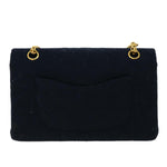 Chanel Matelasse 25 Shoulder Bag cotton Black CC Auth 33162